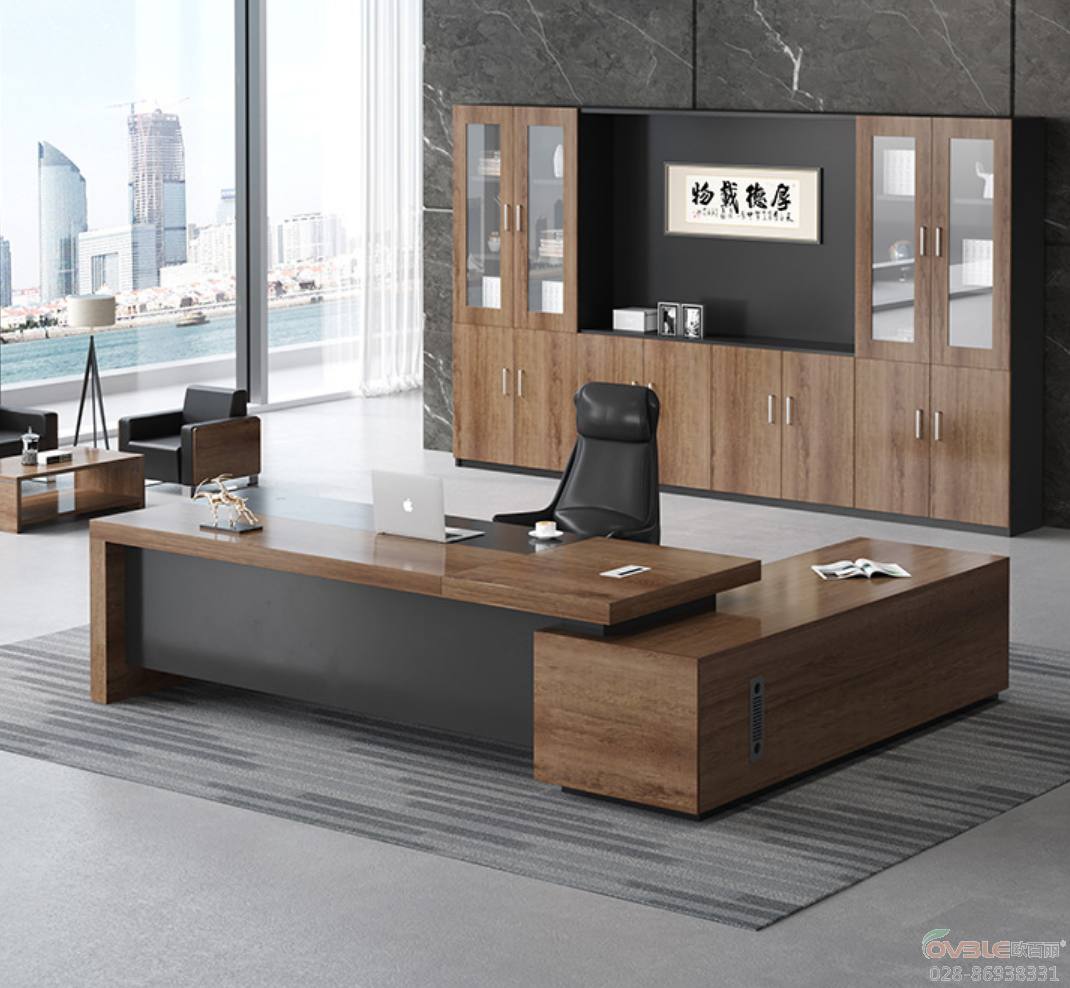 成都大班台桌加厚板式班台木质现代风格可定做